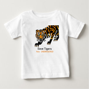 Camiseta Para Bebê Animais selvagens - Save TIGERS - Animal em perigo