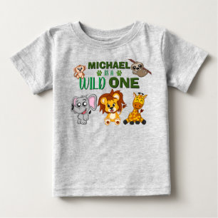 Camiseta Para Bebê Animais Selvagens Selvagens Safari Cute Primeiro A