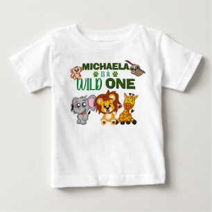 Camiseta Para Bebê Animais Selvagens Selvagens Safari Cute Primeiro A