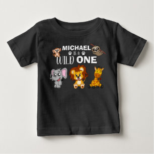 Camiseta Para Bebê Animais Selvagens Selvagens Safari Cute Primeiro A