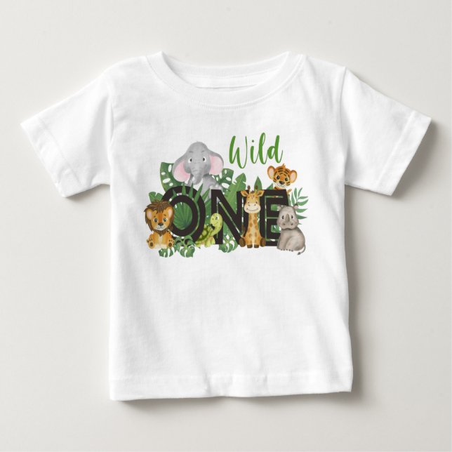 Camiseta Para Bebê Animais Selvagens Selvagens Selvagens Safari Prime (Frente)