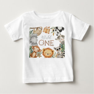 Camiseta Para Bebê Animais Selvagens Tropicais de Pastel, Uma Selva S