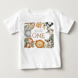 Camiseta Para Bebê Animais Selvagens Tropicais de Pastel, Uma Selva S