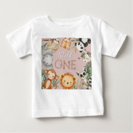 Camiseta Para Bebê Animais Selvagens Tropicais de Pastel, Uma Selva S