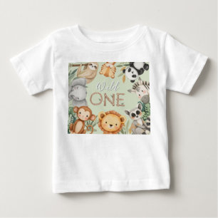 Camiseta Para Bebê Animais Selvagens Tropicais de Pastel, Uma Selva S