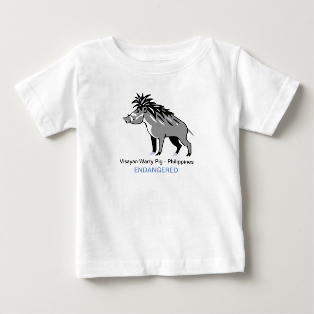 Camiseta Para Bebê Animais selvagens - Visayan warty PIG - Warthog -  (Frente)