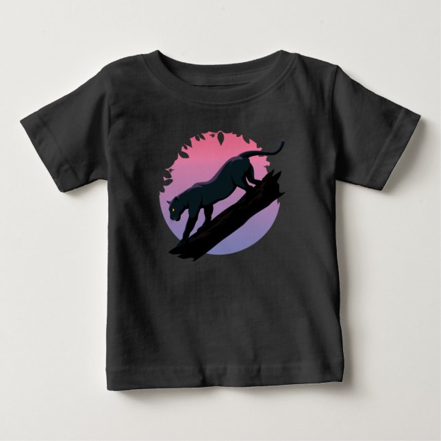 Camiseta Para Bebê Animal da selva de pântano preto (Frente)