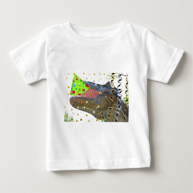 Camiseta Para Bebê Animal do Partido Dinossauro (Frente)