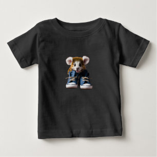 Camiseta Para Bebê Animal Fofo de Sapato – Retrato de Estúdio Cinza