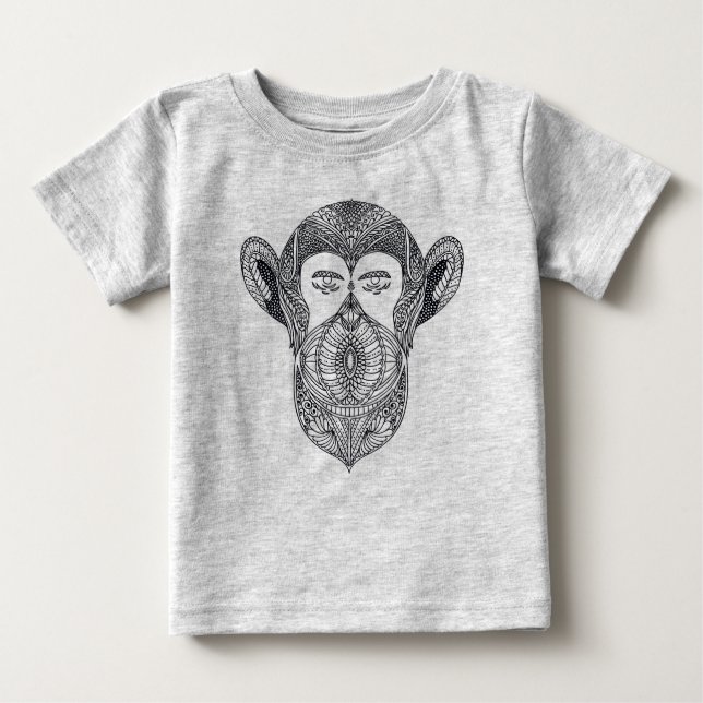 Camiseta Para Bebê Animal selvagem do Doodle da floresta (Frente)