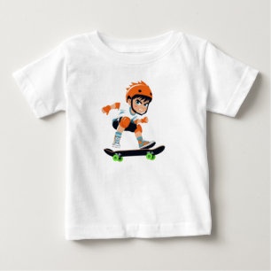 Camiseta Para Bebê Anime Cartoon do Menino Skatista Legal
