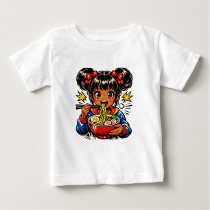 Camiseta Para Bebê Anime Girl Ramen Noodles Slurp Nom