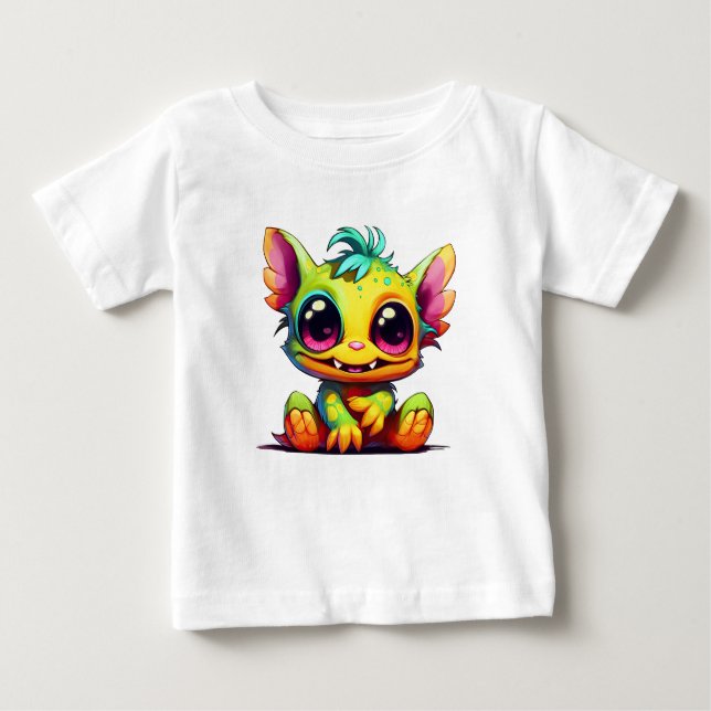 Camiseta Para Bebê Animo de Mini Monstro Bonito Amely (Frente)