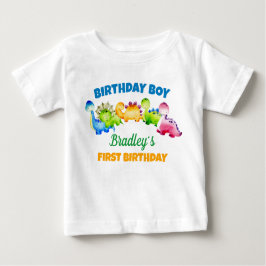 Camiseta Para Bebê aniversariante de dinossauro personalizado da famí