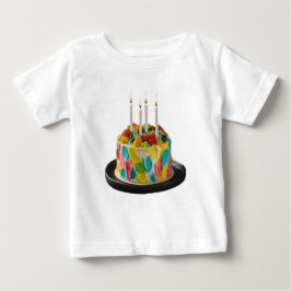 Camiseta Para Bebê Aniversário Básico de Várias Cores
