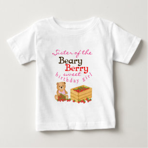 Camiseta Para Bebê Aniversário da Irmã Morango do Fofinho e Doce Filh