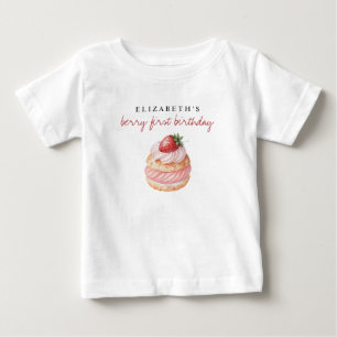 Camiseta Para Bebê Aniversário da Primeira Baga Nome Personalizado