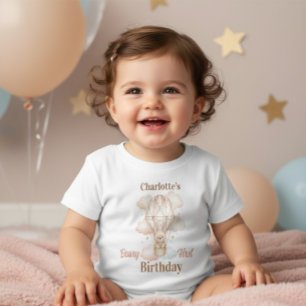 Camiseta Para Bebê Aniversário da Primeira Menina Beary Fofo