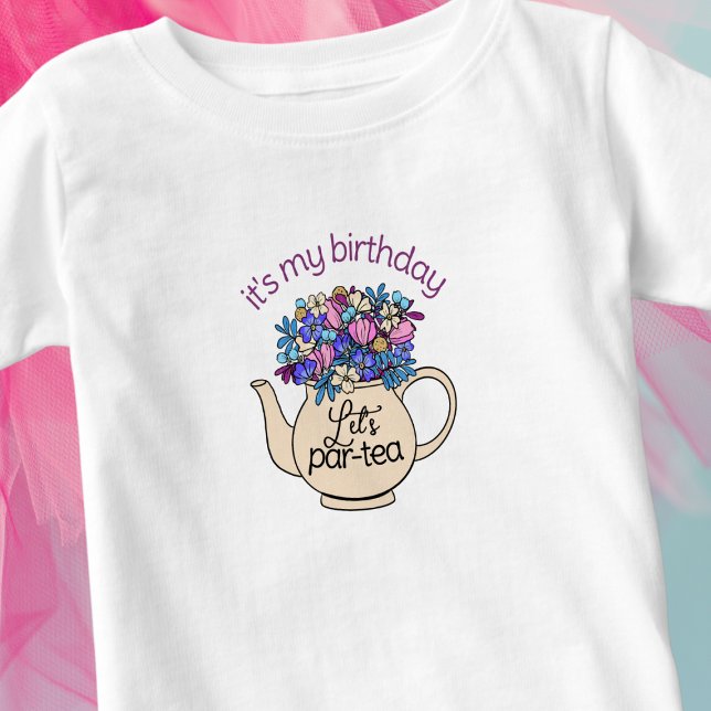 Camiseta Para Bebê Aniversário das Raparigas Par-Tea de vamos (Criador carregado)