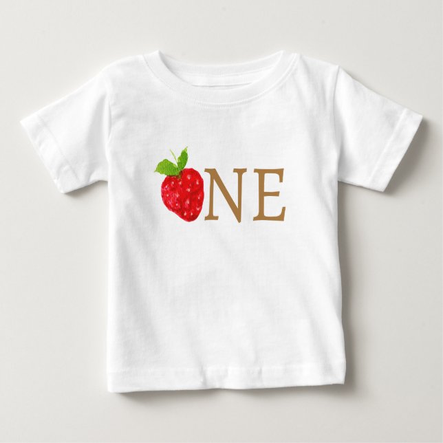 Camiseta Para Bebê Aniversário de 1 ano Berry First Morango (Frente)