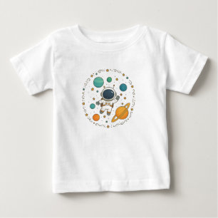 Camiseta Para Bebê Aniversário de 1 ano da Aventura Espacial Espaço