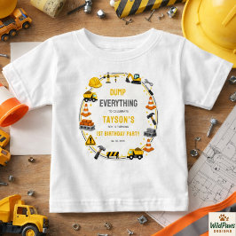 Camiseta Para Bebê Aniversário de 1 ano da Construção | Festa do Cami