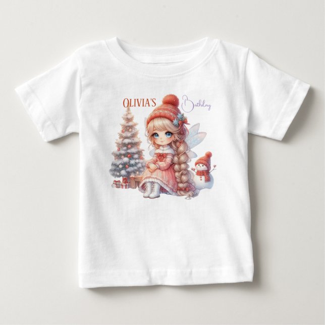 Camiseta Para Bebê Aniversário de 1 ano da Menina Fada (Frente)