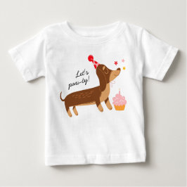 Camiseta Para Bebê Aniversário de 1 ano da Menina Vamos Festejar Cach