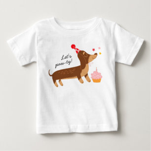 Camiseta Para Bebê Aniversário de 1 ano da Menina Vamos Festejar Cach