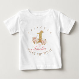 Camiseta Para Bebê Aniversário de 1 ano da Princesa