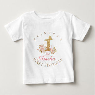 Camiseta Para Bebê Aniversário de 1 ano da Princesa
