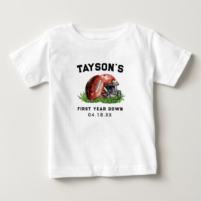 Camiseta Para Bebê Aniversário de 1 ano de Futebol (Frente)
