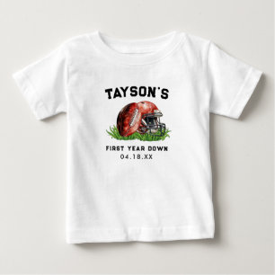 Camiseta Para Bebê Aniversário de 1 ano de Futebol Primeiro Ano Derru