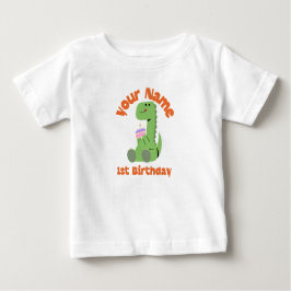 Camiseta Para Bebê Aniversário de 1 ano Dino