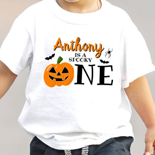 Camiseta Para Bebê Aniversário de 1 ano do Assustador no Halloween