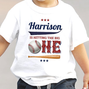 Camiseta Para Bebê Aniversário de 1 ano do Beisebol Masculino