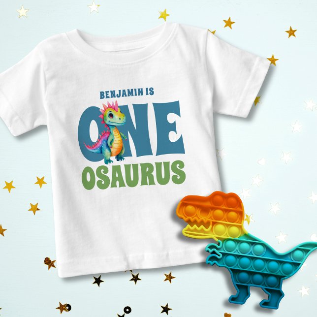 Camiseta Para Bebê Aniversário de 1 ano do Dinossauro Roupa Personali (Criador carregado)