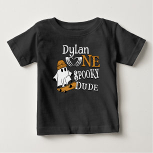 Camiseta Para Bebê Aniversário de 1 ano do Halloween Black One Spooky