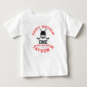 Camiseta Para Bebê Aniversário de 1 ano do Hockey First Year Down 