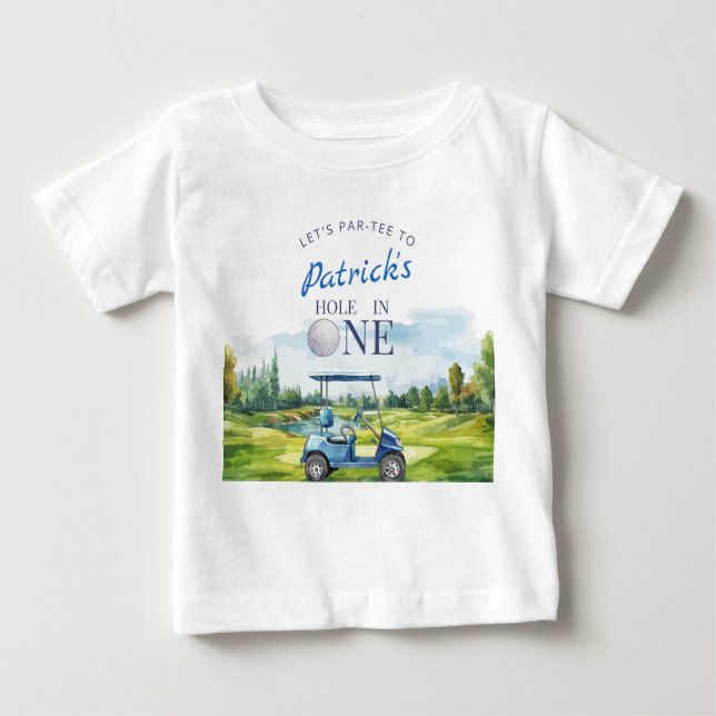 Camiseta Para Bebê Aniversário de 1 ano do Hole In One Golf  (Frente)