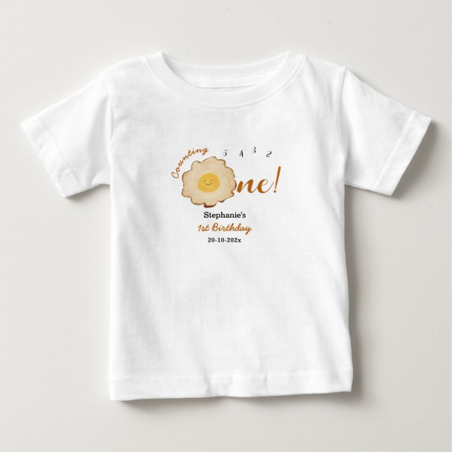 Camiseta Para Bebê Aniversário de 1 ano do Ovo Frito Fofo (Frente)