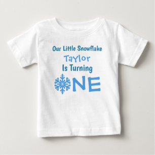 Camiseta Para Bebê Aniversário de 1 ano do Pequeno Floco de Neve