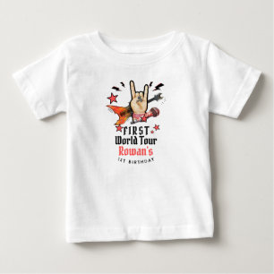 Camiseta Para Bebê Aniversário de 1 ano do Punk Rockstar Legal