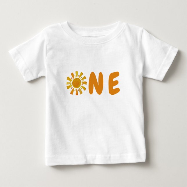 Camiseta Para Bebê Aniversário de 1 ano do Sol (Frente)