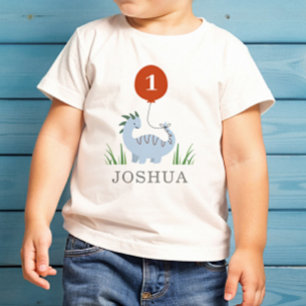 Camiseta Para Bebê Aniversário de 1 ano dos Meninos Dinossauros