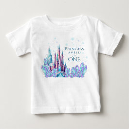 Camiseta Para Bebê Aniversário de 1 ano Frozen Cartoon Castelo Primei