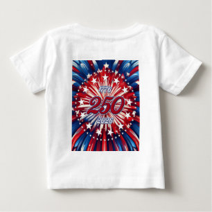 Camiseta Para Bebê Aniversário de 250 anos da América 1776-2026 Fogos