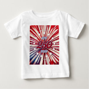 Camiseta Para Bebê Aniversário de 250 anos da América 1776-2026 Fogos