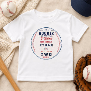 Camiseta Para Bebê Aniversário de 2 anos de beisebol do Novato do Ano