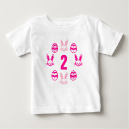 Camiseta Para Bebê Aniversário de 2 anos de Páscoa Rosa
